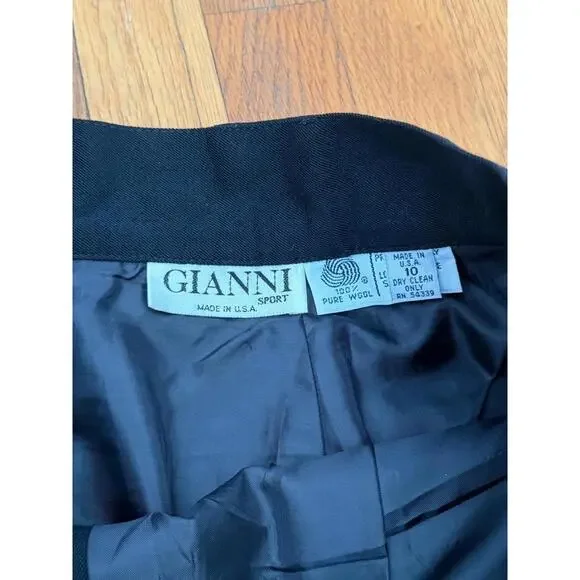 Gianni Sport Black Wool Dress Pants High Waist Pleated Made in USA Women’s 10 - Picture 2 of 6